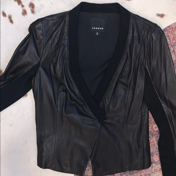 Stunning Trouve 100% leather jacket blazer, M - Picture 2 of 4